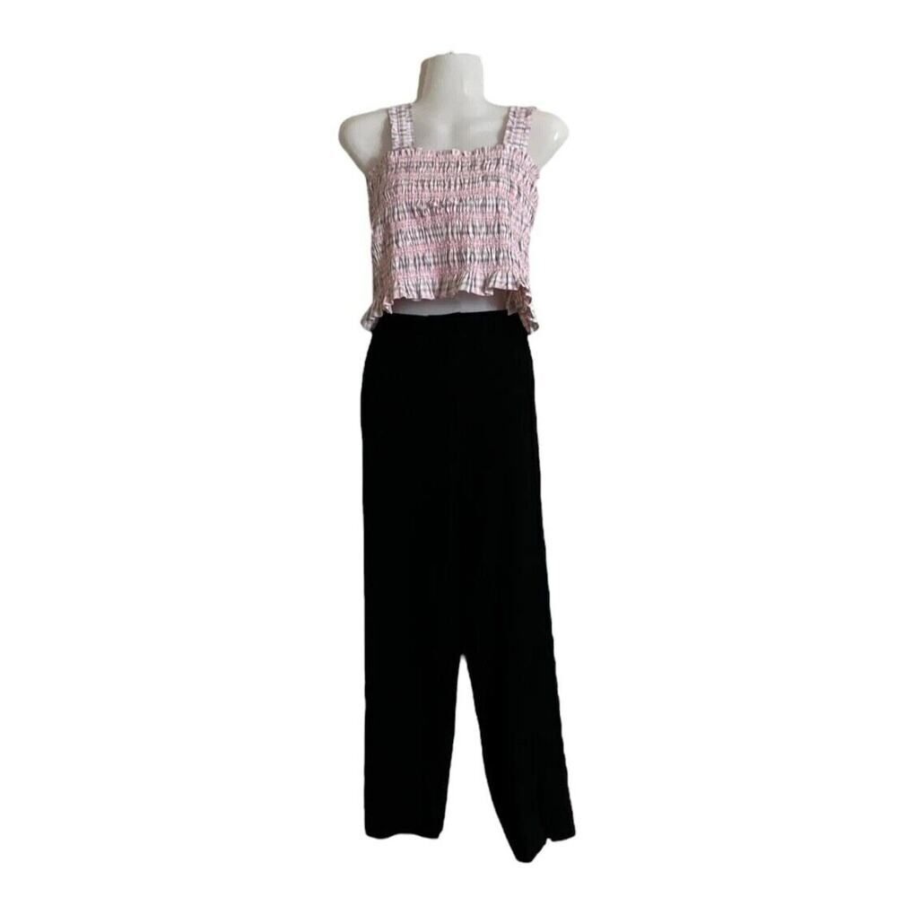 St. John Designer Luxury Black Stretch Dress Pants Metal Logo Button Womens US 8